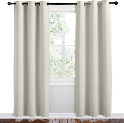 NICETOWN Kitchen 78 inches Long Curtains for Decoration, Natural, 2 Panels, 42 inches Wide, Thermal Insulated Grommet Room Darkening Draperies/Panels for Laundry