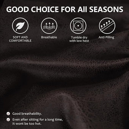Leather Look Couch Cushion Covers Sofa Seat Slipcovers Sets Couches Furniture Protector for Sectional Armchair Loveseat Pets Kids Stretch Spandex Fabric (1 T-Cushion Armchair, Chocolate)