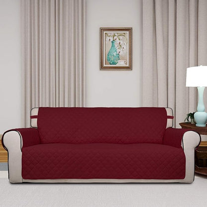 PureFit Reversible Quilted Sofa Cover, Water Resistant Slipcover Furniture Protector, Washable Couch Cover with Non Slip and Elastic Straps for Kids, Pets (Sofa, Red/Ivory)
