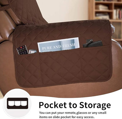 Easy-Going Oversized Recliner Cover Reversible Couch Cover Sofa Cover for Living Room Water Resistant Furniture Protector with Elastic Straps for Pets Dog (Oversized Recliner, Coffee/Ivory)