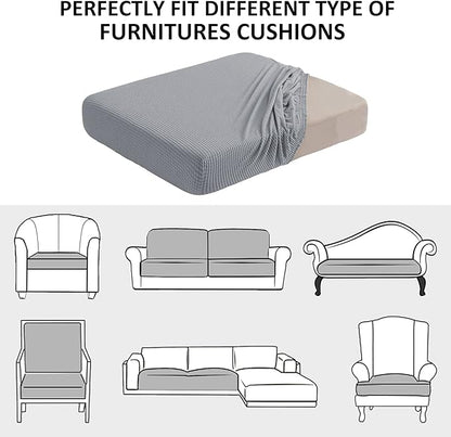 Water-Resistant Spandex Couch Cushion Covers, Stretch Sofa Settee Slipcover Furniture Protector for Living Room, Washable (Sofa Cushion, Light Gray)