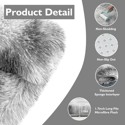 Shag Area Rug for Bedroom 4x6,Fluffy Area Rugs for Living Room,Soft Fuzzy Rug Non-Shedding Indoor Plush Carpet for Kids Bedroom Nursery Dorm Home Decor,Tie-Dyed Grey