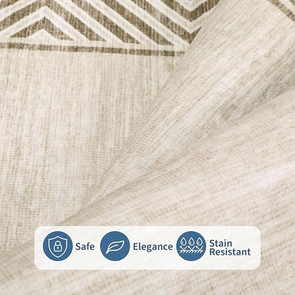 GarveeHome Bordered Bedroom Rugs 5x7 Ultra-Soft Indoor Carpet, Non-Slip Modern Geometric Living Room Rug, Stain-Resistant Neutral Accent Floor Cover for Dining Room, Nursery, Office, Beige
