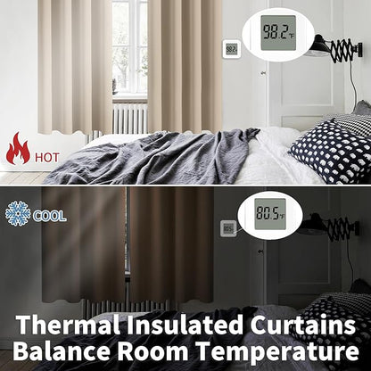 BGment Blackout Curtains - Grommet Thermal Insulated Room Darkening Bedroom and Living Room Curtains, Set of 2 Panels (52 x 54 Inch, Sand)