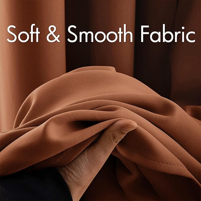 MIULEE Blackout Curtains for Bedroom Living Room Thermal Insulated Room Darkening Grommet Top Solid Light Blocking Drapery Set of 2 Window Panels 52 x 72 Inches Terracotta