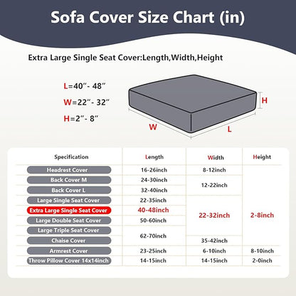 Couch Cushion Covers for Sofa Couch Covers Wear-Resistant Universal Sofa Cover Washable Stretch for Sectional Slipcovers (Texture-Gray Blue,Extra Large Single Seat Cover)