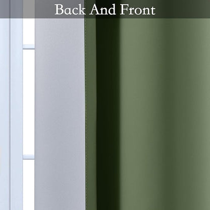 SimpleHome Ombre Room Darkening Curtains for Bedroom, Gradient Sage Green to Grey White Light Blocking Thermal Insulated Grommet Window Curtain/Drapes for Living Room,2 Panels, 52x84 inches Length
