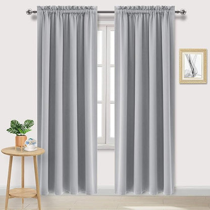 DWCN Silver Grey Blackout Curtains for Bedroom, Thermal Insulated Energy Saving Room Darkening Curtains for Living Room (W60 x L84 inch, Set of 2 Panels, Top of Rod Pocket)