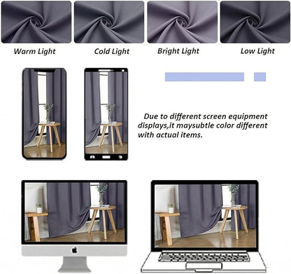 Simplebrand Ava Greyish Purple Blackout Curtains for Bedroom 63 Inch Length 2 Panels Set, Privacy Thermal Insulated Rod Pocket Door Window Curtains for Patio French Door Front Door, W40 x L63 Inch