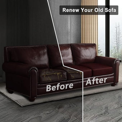Leather Look Couch Cushion Covers Sofa Seat Slipcovers Sets Couches Furniture Protector for Sectional Armchair Loveseat Pets Kids Stretch Spandex Fabric (3 Cushion Sofa, Burgundy)