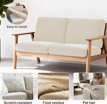 4Pcs Patio Stretch Cushion Covers,Outdoor Sofa Replacement Cover Slipcovers for Patio Furniture Cushion Covers, Washable Reusable Furniture Protector