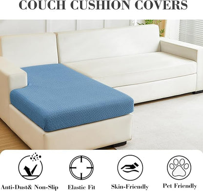 Sofa Covers Couch Covers for Sofa Pet Friendly Couch Cushion Covers Universal Sofa Covers Washable Stretch Slipcovers for Sectional Sofa (Texture Blue,Chaise Cover)