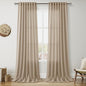 Sepia Beige Linen Curtains 102 Inches Long for Living Room Rustic Farmhouse Decor Light Filtering Semi Sheer Curtain Back Tab Neutral Modern Luxury Drapes for Bedroom Office 52x102, 2 Panels