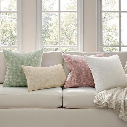 MIULEE Pack of 2 Couch Throw Pillow Covers 20x20 Inch Aesthetic Pink Modern Boho Accent Decorative Pillow Covers Soft Cute Chenille Farmhouse Cushion Covers for Home Decor Bed Sofa Living Room