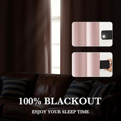 RYB HOME 100% Blackout Basement Curtains 36 inches Long, Heat & UV Blocking Total Room Darkening Noise Reducing Curtains for Bathroom RV Campers, Baby Pink, 2 Panels Set
