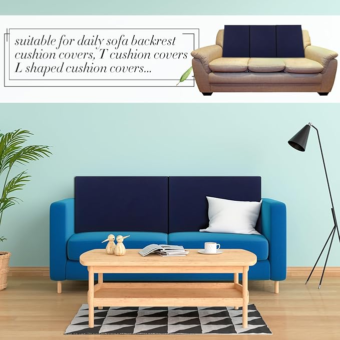 Newwiee Set of 4 Stretch Patio Cushion Covers Sofa Couch Seat Chair Slipcovers Cushion Cover Replacement Furniture Protector for Pets Washable(Navy Blue,Back Cover,Solid)