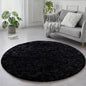Black Small Round Rug 3Ft for Bedroom, Fluffy Circle Area Rugs for Living Room Decor Aesthetic, Shaggy Furry Circular Floor Carpet for Office Playroom Nursery Classroom, Modern Baby Kid Teen Boy Rug