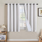 H.VERSAILTEX Linen Curtains 100% Blackout Curtains for Bedroom 54 inch Long Full Light Blocking Nature Linen Blended Window Curtains for Living Room Nickel Grommet (2 Panels, Heathered White)