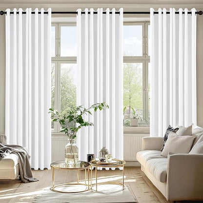 MIULEE Pure White Blackout Curtains for Bedroom Living Room 84 Inches Long 2 Panels, Thermal Insulated Room Darkening Drapes Solid Grommet Noise Reduction Light Blocking Window Treatments 50x84 Inch