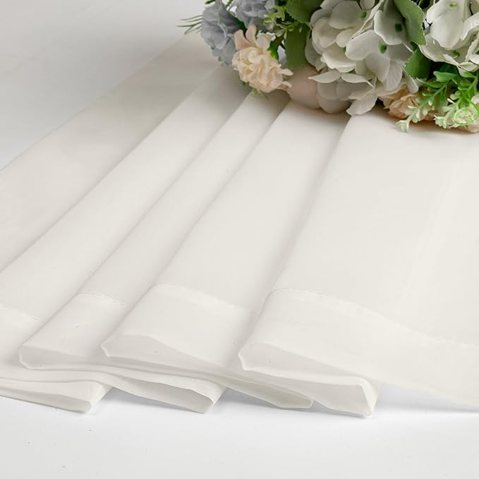 Chyhomenyc Sheer Ivory Curtains 90 inches Long 2 Panels, Light Filtering Soft Airy Solid Elegant Voile Window Treatment Drapes for Bedroom Living Room Wedding Party Decor, 42 Wx90 L Inches