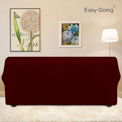 Easy-Going Stretch Oversized Sofa Slipcover 1-Piece Sofa Cover Furniture Protector Couch Soft with Elastic Bottom for Kids, Polyester Spandex Jacquard Fabric Small Checks Wine