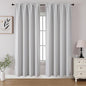 CUCRAF Grayish White Blackout Curtains 72 inch Length 2 Panels Set, Rod Pocket Room Darkening Drapes for Bedroom Living Room, Insulated Thermal Light Blocking Window Curtain (W52 x L72 Inch)
