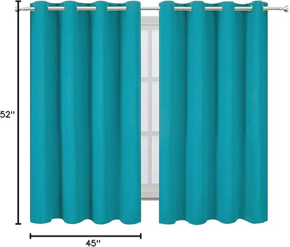 LEMOMO Teal Blackout Curtains/52 x 45 Inch Length Kids Curtains/Set of 2 Panels Grommet Bedroom Curtains for Living Room