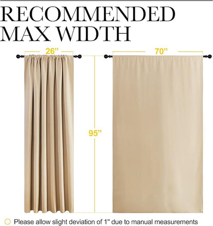 NICETOWN Room Darkening Curtains for Bedroom - Triple Weave Home Decoration Thermal Insulated Solid Drapes for Patio Door (Biscotti Beige, Set of 2 Panels, 70 x 95 Inch)