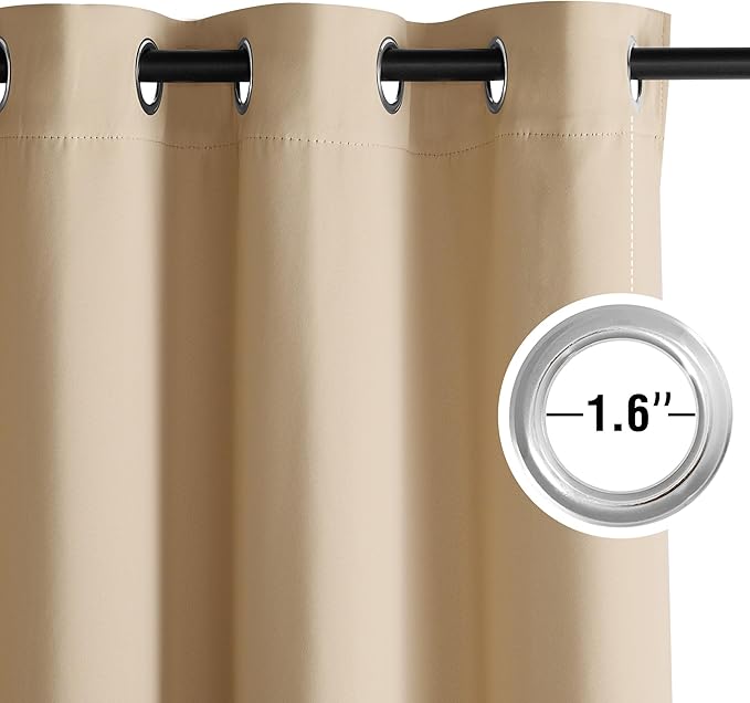 NICETOWN Room Darkening Draperies Curtains Panels, 2 Panels Biscotti Beige W52 x L63
