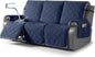 TAOCOCO 100% Waterproof Recliner Sofa Covers 3 Seater, Split Couch Covers for Reclining Couches for Kids Pets, Non Slip Reclining Couch Covers Furniture Protector with Straps(3 Seater, Navy Blue)