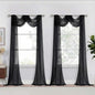 Black Sheer Curtains 216 Inches Long, Extra Long Elegant Light Filtering Voile Sheer Scarf Curtains for Wedding Party Ceremony Canopy Decor, Rod Pocket Window Drapes, 2x42Wx216L Inches