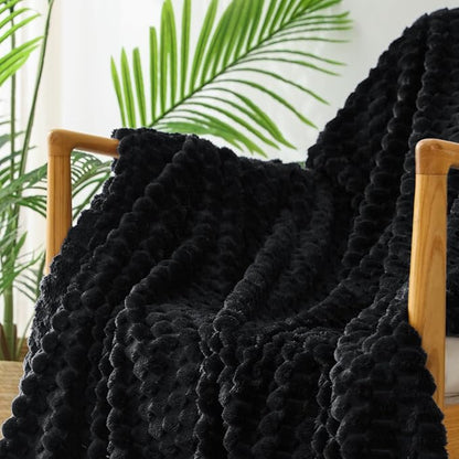 Exclusivo Mezcla Fleece Twin Blanket for Bed, Extra Large Fuzzy Black Bed Blankets, Soft Cozy Plush Sofa Throws for All Seasons, 60x80 Inches