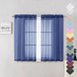 Lecloud Royal Blue Sheer Curtains 45 Inch Length 2 Panels, Voile Rod Pocket Curtain Drapes for Small Windows, Modern Farmhouse Curtains for Bedroom Bathroom Basement, Each Panel 42 X 45 Inch