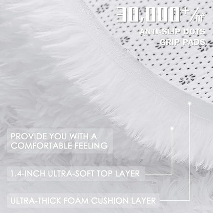 OLANLY 10x12 Machine Washable Large Area Rugs for Living Room, Bedroom, Soft Fluffy Shaggy Bedside Rug, Indoor Floor Carpet for Kids Girls and Boys, Dorms, Nursery, Home Decor Aesthetic, White