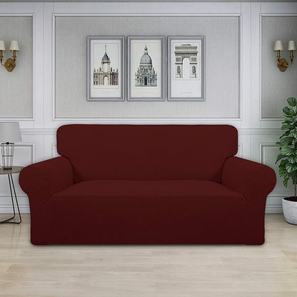 Easy-Going Stretch Oversized Loveseat Slipcover 1-Piece Sofa Cover Furniture Protector Couch Soft with Elastic Bottom for Kids Polyester Spandex Jacquard Fabric Small Checks Wine