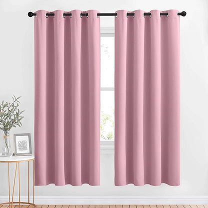 NICETOWN Crystal Pink Blackout Curtains & Drapes for Bedroom - Room Darkening Energy Saving Thermal Insulated Grommet Voice Reducing Window Treatments for Living Room (1 Pair, W46 x L72)