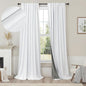 Pitalk 100% Blackout Curtains for Bedroom White 100 Inch Length Living Room Black Out Shades Faux Linen Designer Custom Drapes for Windows Treatments Thermal Insulating 100 Inches Long 2 Panels 2Pcs