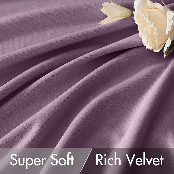 MIULEE Lavender Velvet Curtains 84 inches - Luxury Blackout Curtains for Bedroom Living Room Thermal Insulated Super Soft Window Drapes Rod Pocket & Back Tab, W52 x L84 inches,Purple,2 Panels