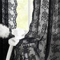 YJ YANJUN Vintage Lace Curtains 63 Inch Length-Victorian Floral Pattern Black Sheer Curtain Panels for Living Room Bedroom,Light Filtering, Gothic Witchy Halloween Drapes 2 Panels 52W x 63L