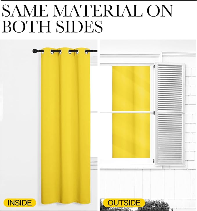NICETOWN Bedroom Curtain Panels Draperies, Thermal Insulated Solid Grommet Curtains/Drapes (Bright Yellow, 1 Pair, 55 by 68-inch)