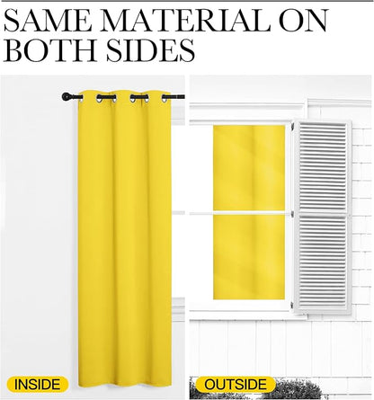 NICETOWN Bedroom Curtain Panels Draperies, Thermal Insulated Solid Grommet Curtains/Drapes (Bright Yellow, 1 Pair, 55 by 68-inch)