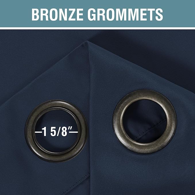 H.VERSAILTEX Blackout Curtain for Living Room Extra Long, Thermal Insulated Bedroom Curtains Grommet Top, Noise Reducing Patio Door Curtain - Navy Blue, One Panel, 52'W x 90'L