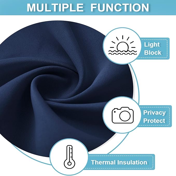 RYB HOME Blackout Privacy Bathroom Window Curtains, Short Thermal Insulated Heat Blocking Privacy Rod Pocket Half Window Curtain Tiers for Nursery Bedroom, Width 42 by Length 30, Navy Blue, 2 Panels