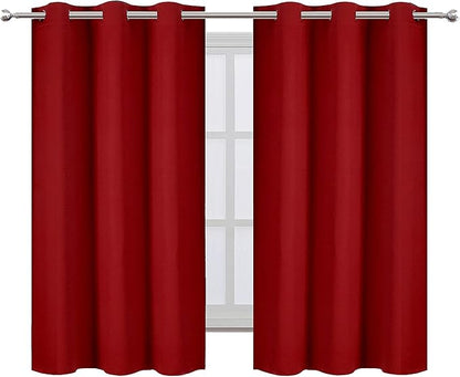 LEMOMO Red Blackout Curtains 34 x 54 Inch Length/Set of 2 Curtain Panels/Thermal Insulated Room Darkening Blackout Curtains for Bedroom