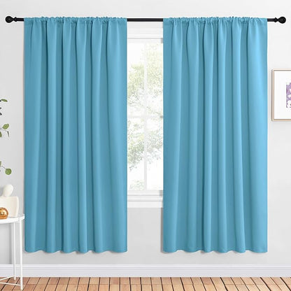 NICETOWN 2 Panels Blackout Curtains, Rod Pocket Window Curtains Room Darkning Drapes for Bedroom/Living Room, Thermal Insulated Solid Draperies for Home Office/Study, 62 by 72-Inch, Teal Blue