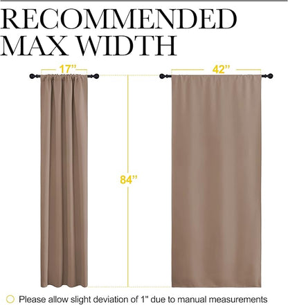 NICETOWN Blackout Drapes and Curtains for Kitchen - Window Treatment Thermal Insulated Solid Rod Pocket Blackout Curtains/Drapes for Bedroom (2-Pack, 42 by 84 Inch, Cappuccino)
