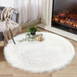 White Fluffy Round Fur Area Rug for Bedroom, Circle Faux Fur Rugs for Kids Room, Cute Fuzzy Nursery, Shaggy Circular Rugs Floor Carpets for Teens Girls Rooms Home Decor, 4 x 4 Feet