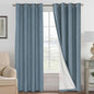 H.VERSAILTEX Linen Blackout Curtains 84 Inches Long 100% Blackout Thermal Insulated Textured Linen Look Curtain Draperies Anti-Rust Grommet, Energy Saving with White Liner, 2 Panels, Stone Blue