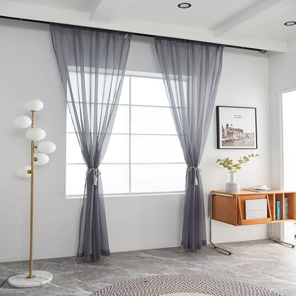 SpaceDresser Sheer Voile Window Treatment Rod Pocket Curtain Panels for Kitchen Bedroom Living Room Drapes Sunlight Filtering Privacy Semi Home Decor Assorted Colors Sizes (Grey, 52 W x 72 L)