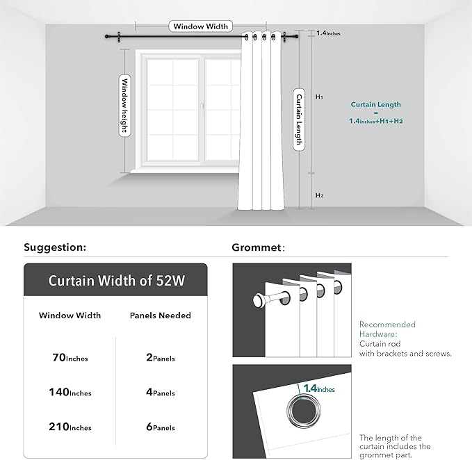Deconovo Beige Curtains for Living Room, Thermal Insulated Soundproof Drapes with Wave Dot Silver Print, 52 x 63 Inch Long, Farmhouse Panel, Set of 2 Window Panels for Classroom Bedroom Office Nursery